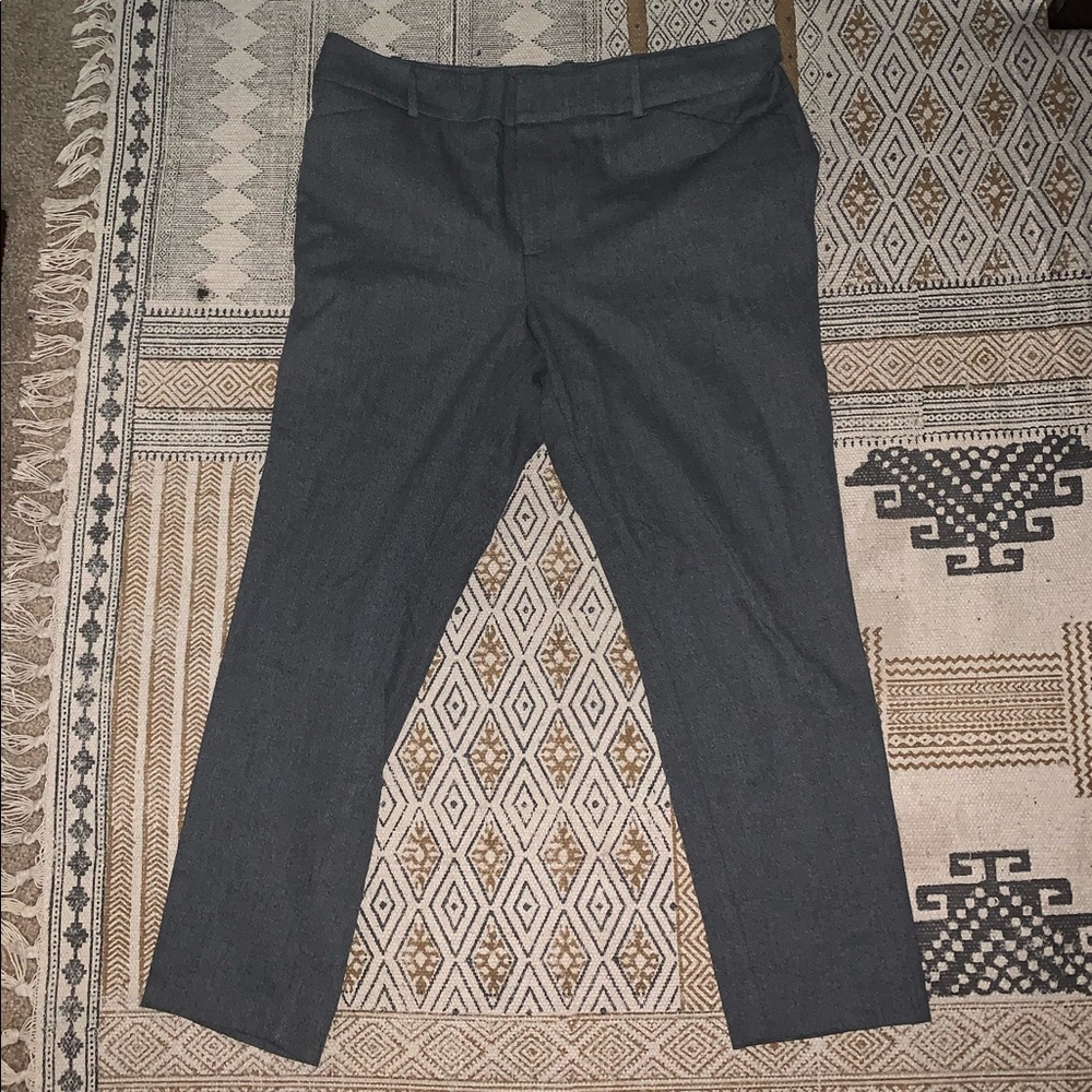 Gray Straight Leg Slim Ankle Pants